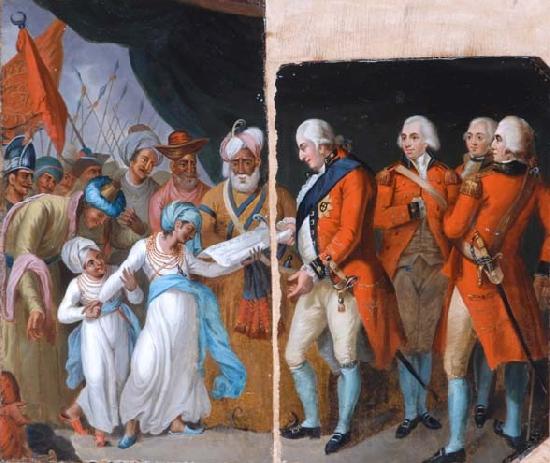 Mather Brown Mather brown lord cornwallis receiving the sons of ipu as hostages Germany oil painting art